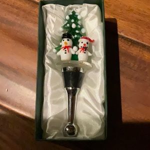 LSARTS Crystal Wine Bottle Stopper Winter Scene - NIB